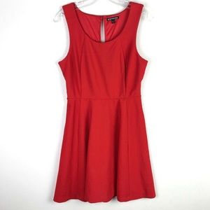 Express Red Ribbed Fit & Flare Skater Dress